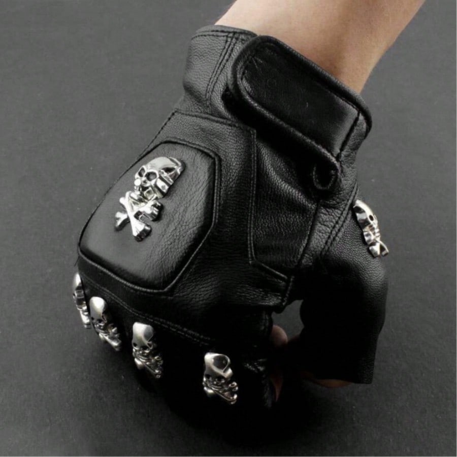 Mens Real Leather Skull Punk R - Leather Driving Glove recension och pris