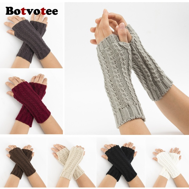Botvotee Y2k Half Finger Winte - Fingerless Glove Knit recension och pris