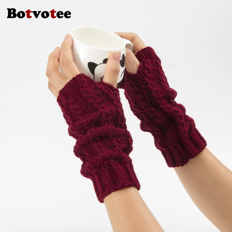 Botvotee Y2k Half Finger Winte - Fingerless Glove Knit recension och pris